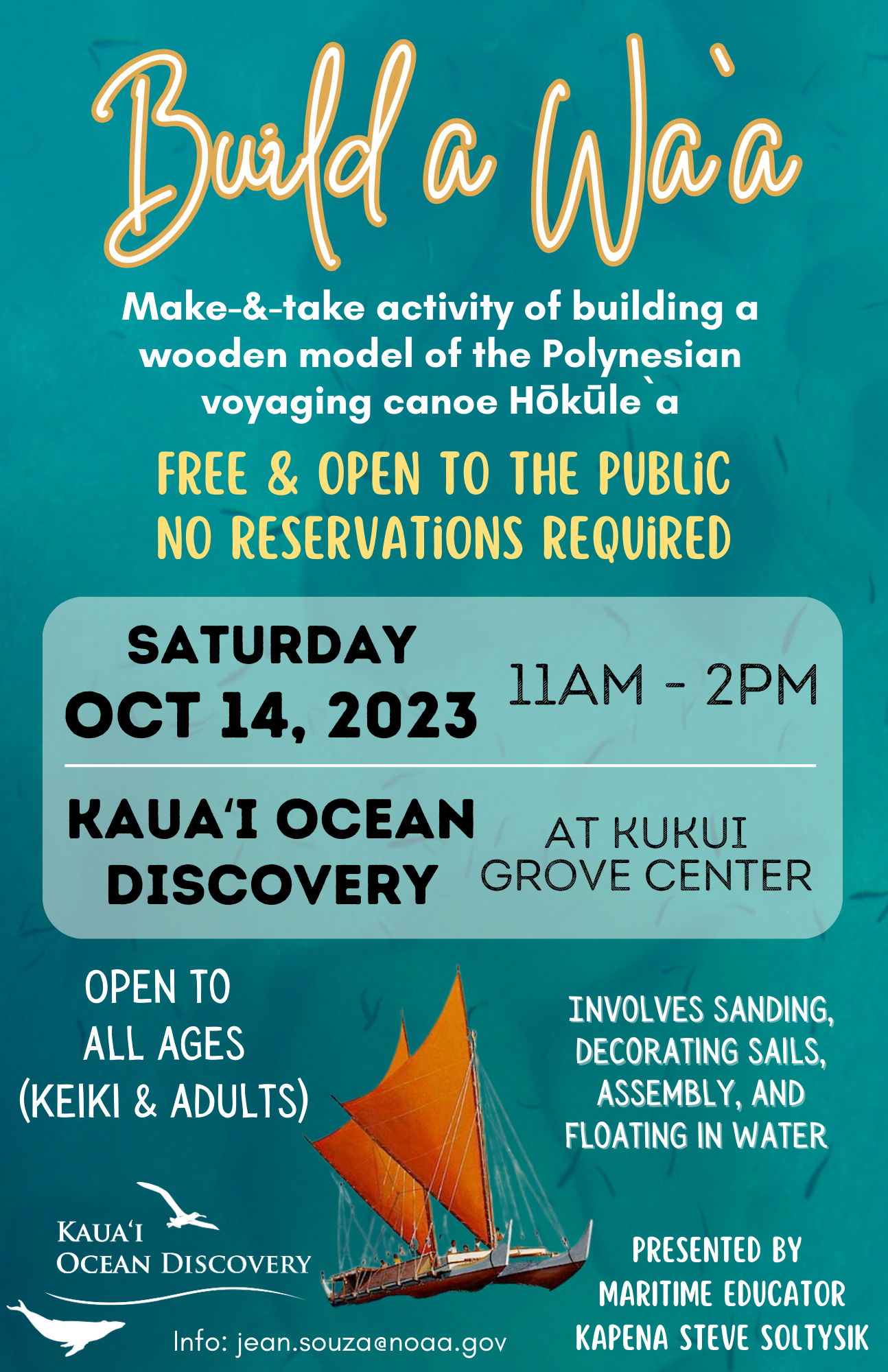 Build a Waa at Kauai Ocean Discovery Kukui Grove Center