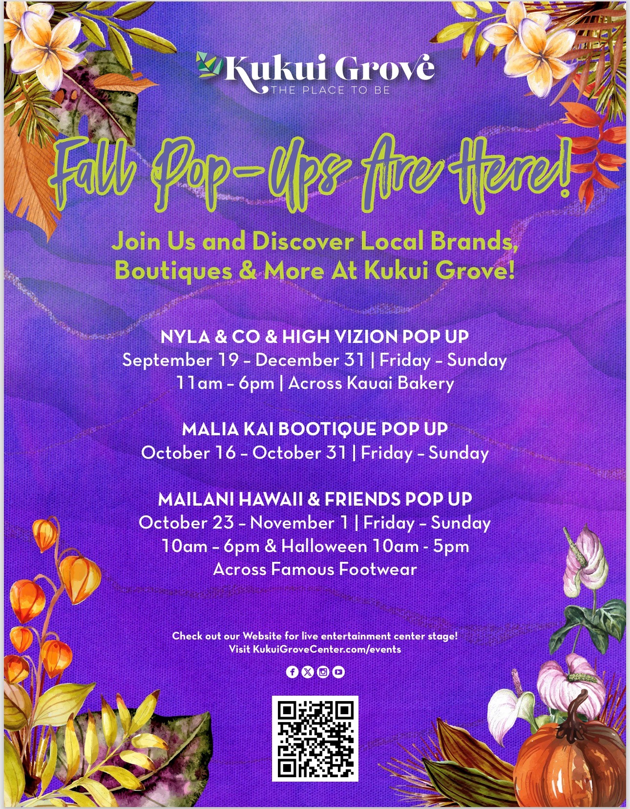 Kukui Groves Fall Pop-Ups